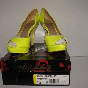 Fergalicious Bright Yellow Peep Toe Heels